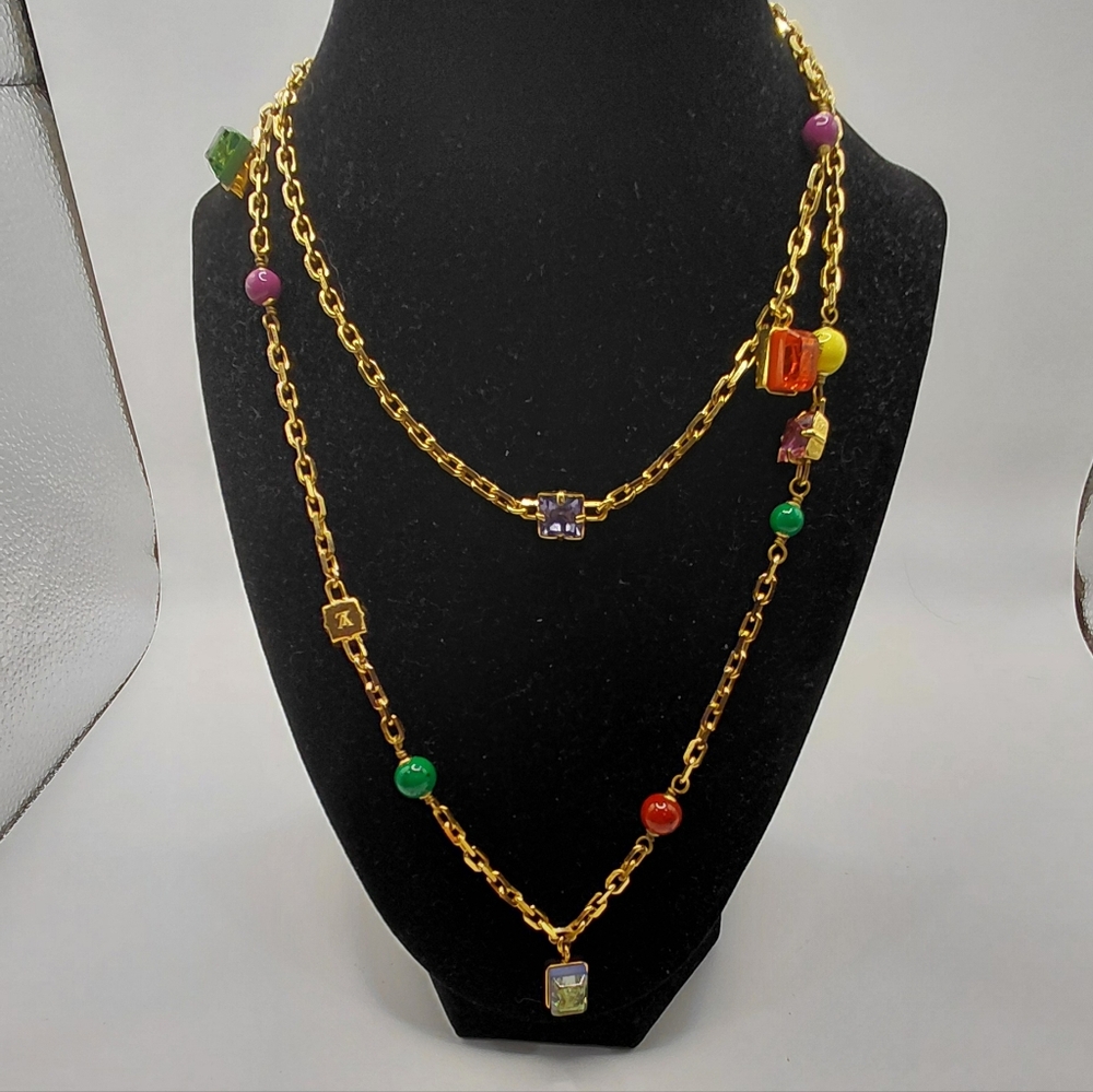 Louis Vuitton Sautoir Plastron Cosmopolotian Lng Necklace W Multi Colored Charms